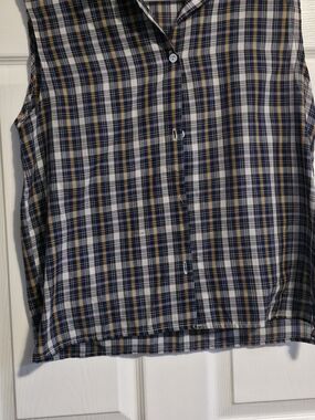4/$67 Deal! Vintage Navy, White & Mustard Plaid Button-Down Shirt